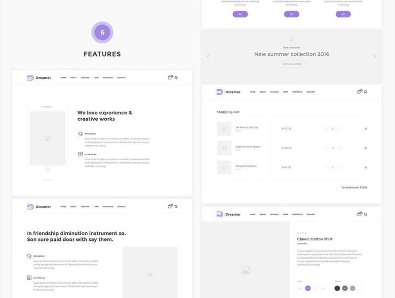 在Sketch，Dreamer线框套件中构建的150多种元素和11个类别