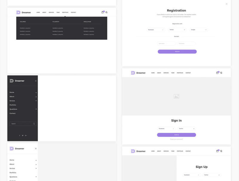 在Sketch，Dreamer线框套件中构建的150多种元素和11个类别