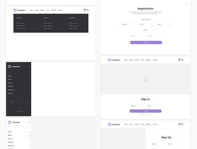 在Sketch,Dreamer线框套件中构建的150多种元素和11个类别 在Sketch,Dreamer线框套件中构建的150多种元素和11个类别