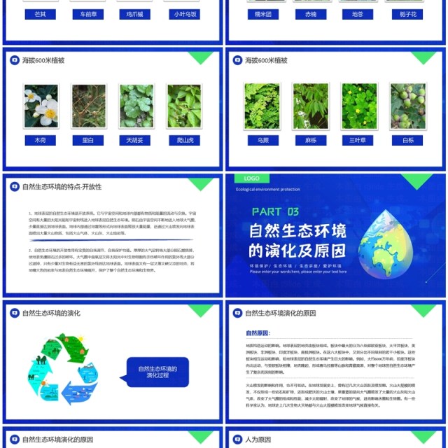 蓝色清新风生态环境保护讲座PPT模板