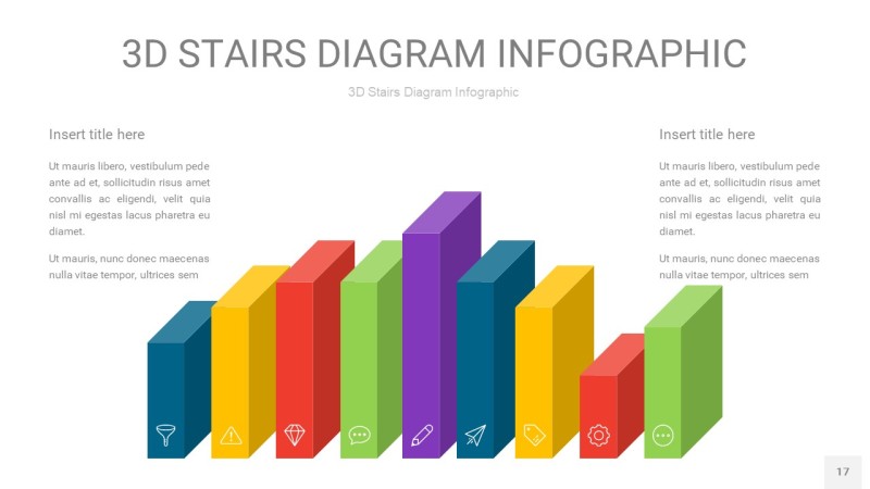 多彩3D阶梯PPT图表17