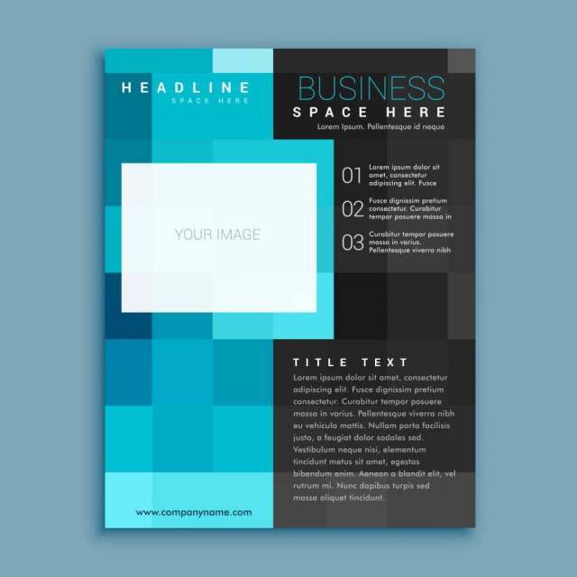 创意蓝色方形几何业务手册传单封面页