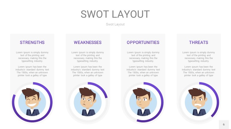 玫瑰紫SWOT图表PPT6