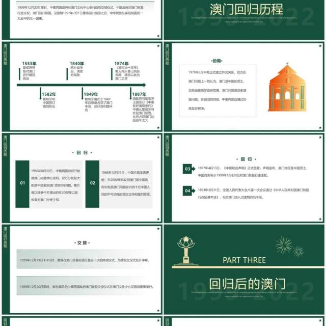 绿色简约风庆祝澳门回归23周年PPT模板 绿色简约风庆祝澳门回归23周年PPT模板