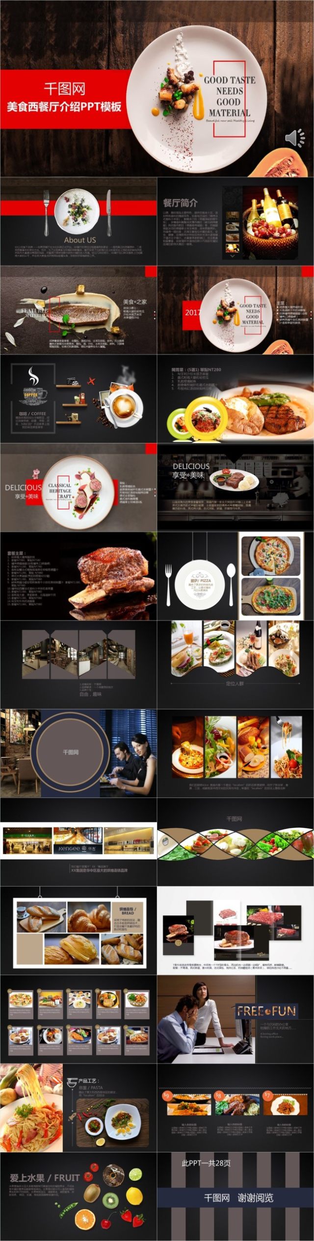简约美食西餐厅介绍PPT模板 简约美食西餐厅介绍PPT模板