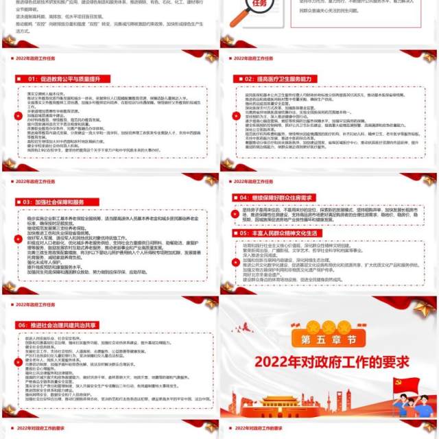 红色简约党政风2022政府工作报告全文PPT模板 红色简约党政风2022政府工作报告全文PPT模板