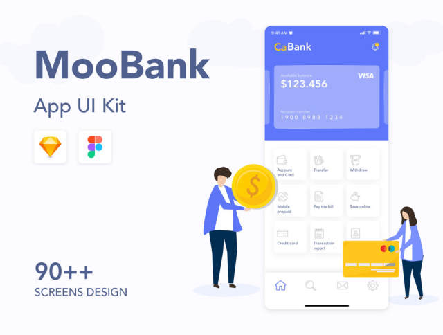 银行，金融和加密钱包应用UI工具包，MooBank UI工具包