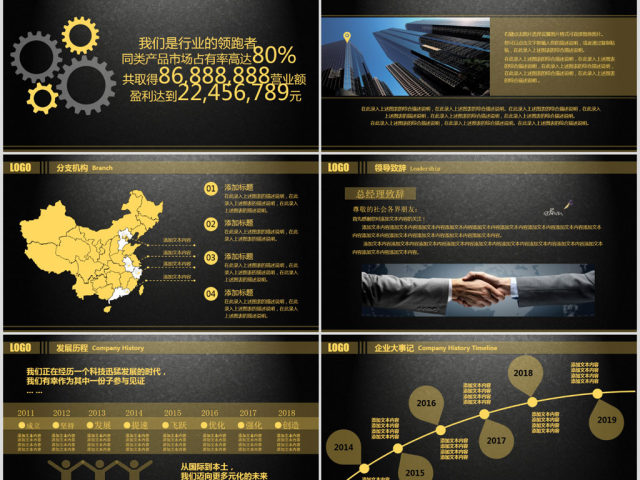 土豪金IOS风格公司简介企业宣传PPT