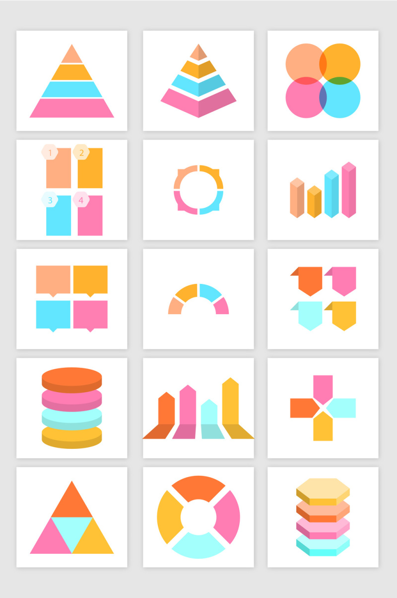 15款矢量可爱ppt数据图表