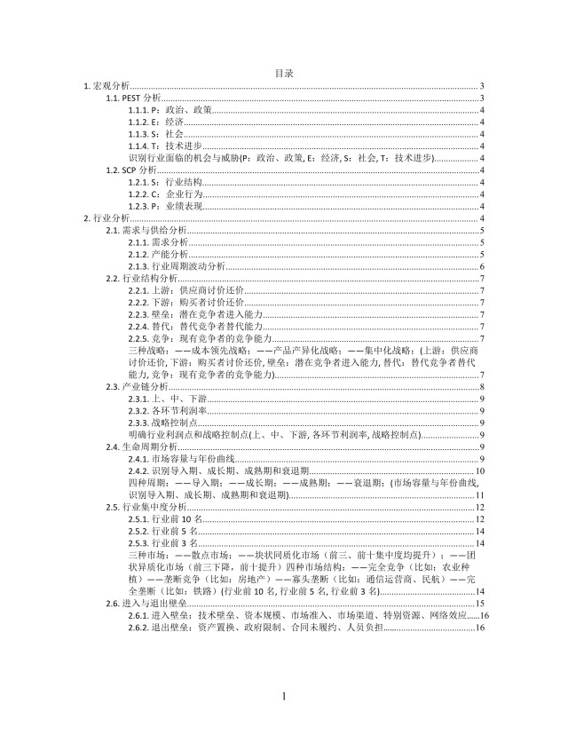 思维导图行业研究框架XMind模板