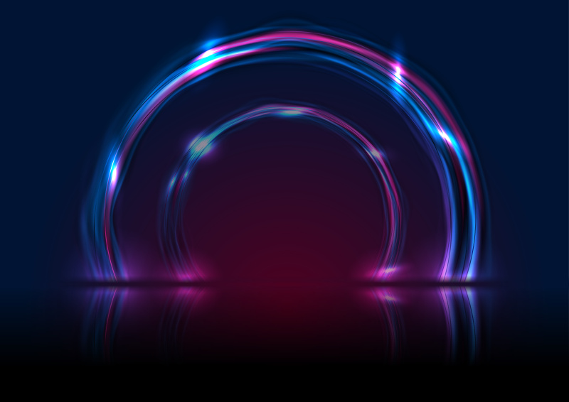 蓝色紫外线霓虹灯发光圆EPS矢量设计背景素材blue ultraviolet neon glowing circles