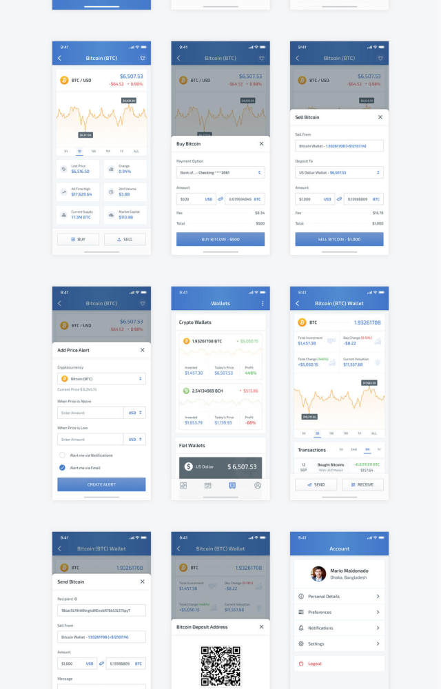 用于Sketch和XD的完美加密货币iOS应用程序UI工具包,CryptoCoin加密货币UI工具包 用于Sketch和XD的完美加密货币iOS应用程序UI工具包,CryptoCoin加密货币UI工具包