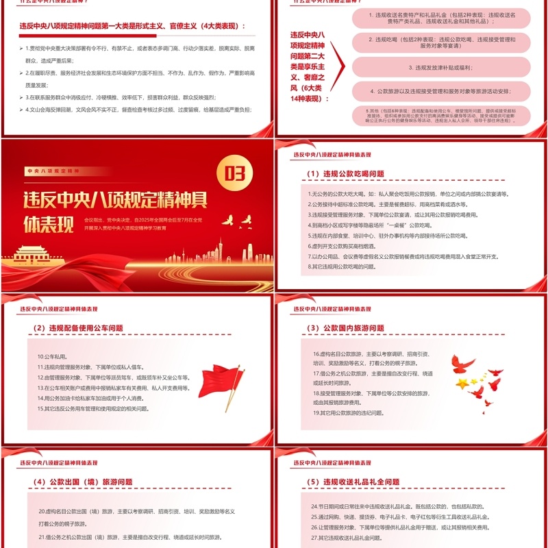 红色简约风读懂中央八项规定精神PPT模板