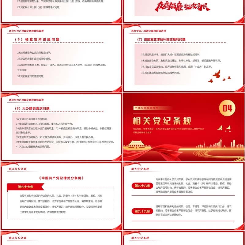 红色简约风读懂中央八项规定精神PPT模板