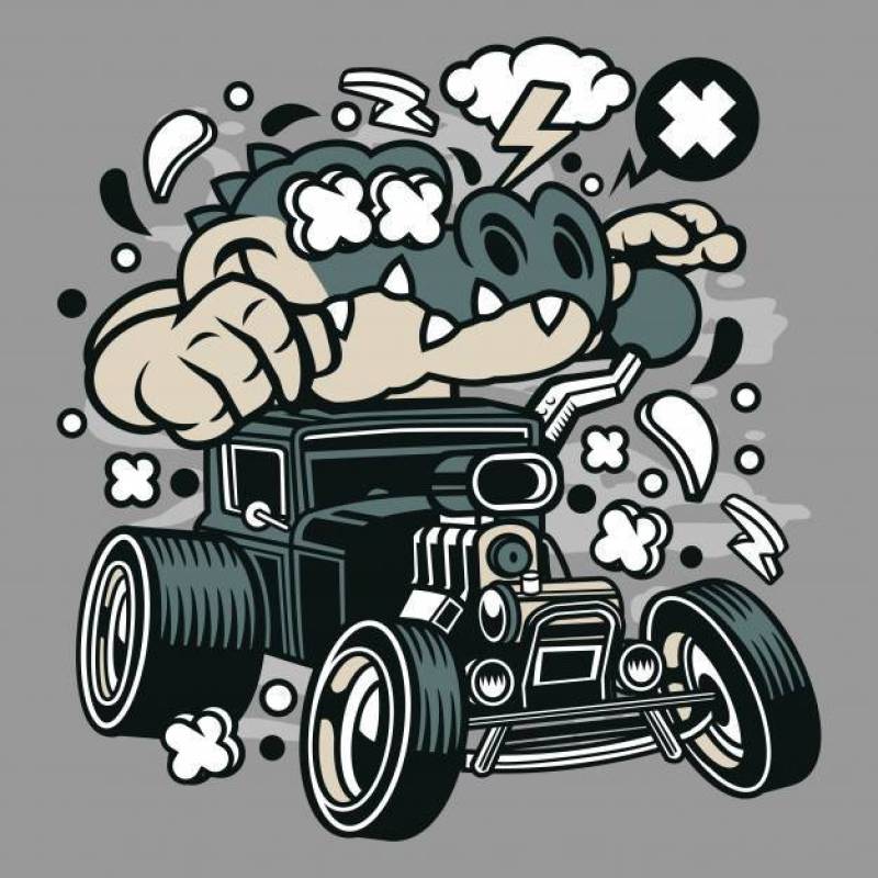 Crocodile Hotrod Cartoon