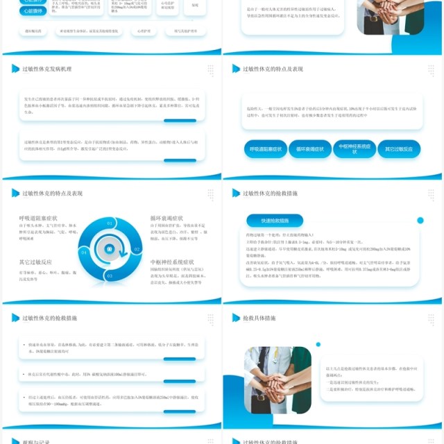 蓝色简约风危重患者抢救流程与护理培训PPT模板