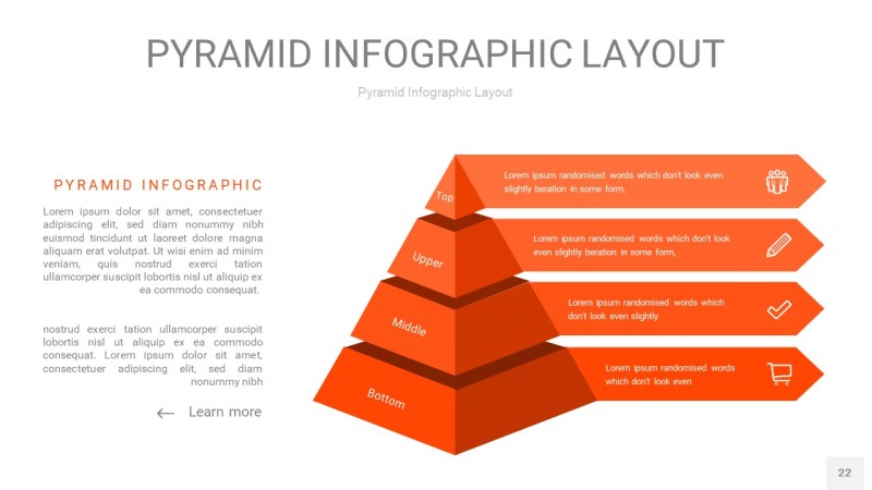 橘红色3D金字塔PPT信息图表22