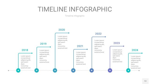 蓝绿色时间轴PPT信息图12