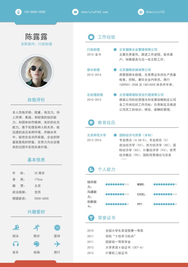 创意时尚教育互联网简历模板3 创意时尚教育互联网简历模板3