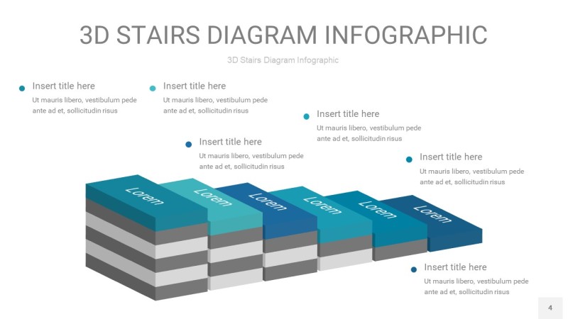 蓝绿色3D阶梯PPT图表4