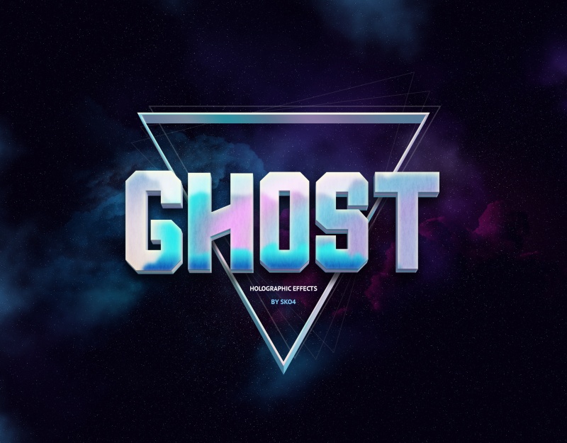 全息文本效果10个艺术字体样式效果PSD素材