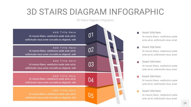 紫黄色3D阶梯PPT图表29