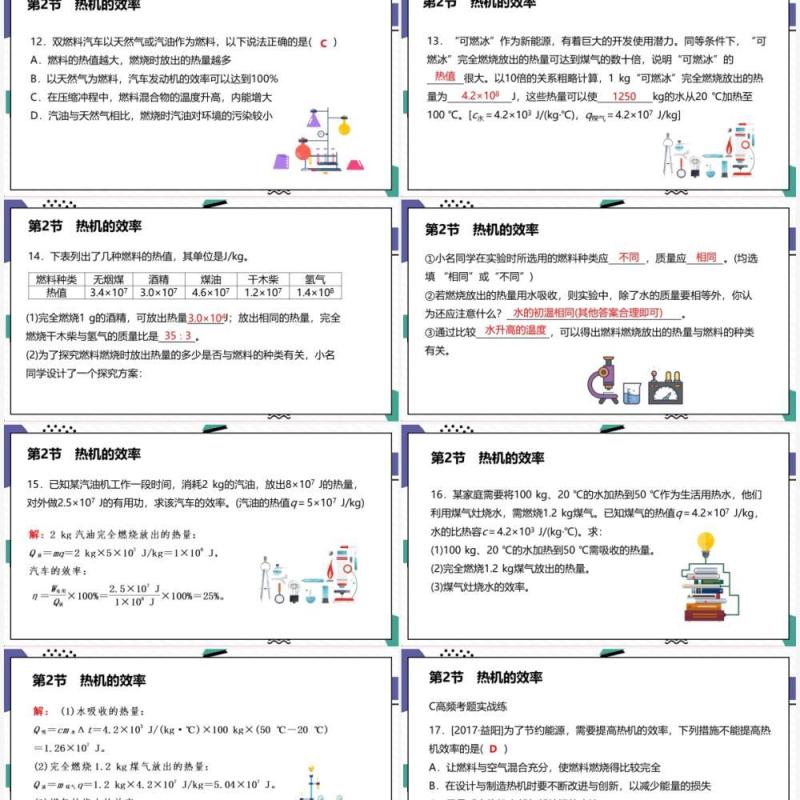 部编版九年级物理全册热机的效率课件PPT模板