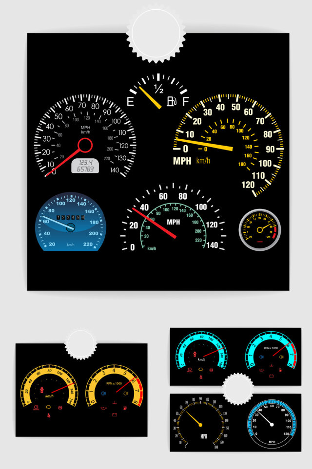 汽车仪表盘扇形表盘设计元素