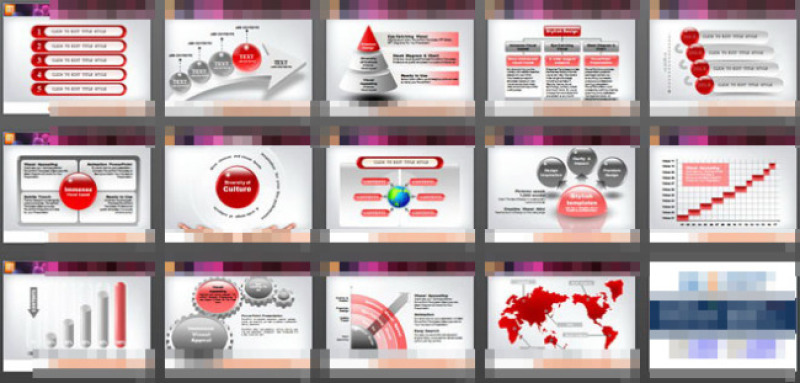 红色幻灯片图表模板