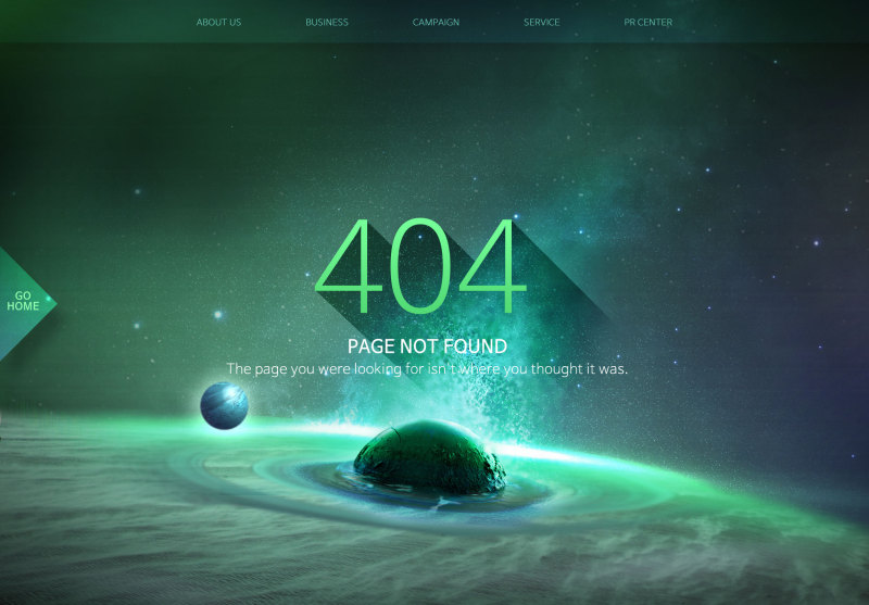 星空宇宙星球网页404错误页面PSD模板10