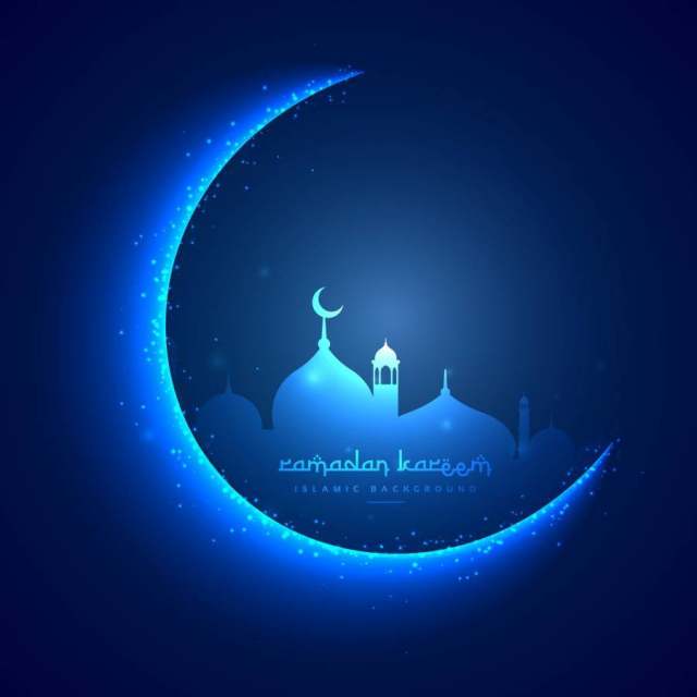 与月亮和masjid的节日贺卡