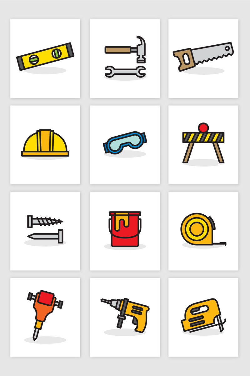 矢量建筑工地用品元素