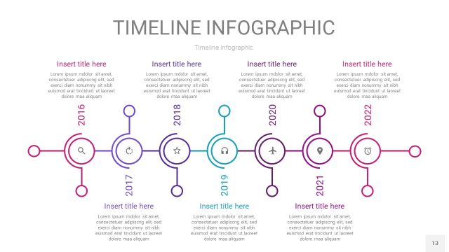 粉紫蓝色时间轴PPT信息图13