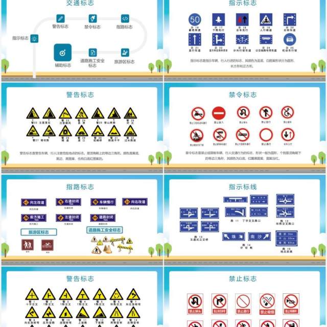 卡通风交通安全与你同行知识讲座培训PPT模板