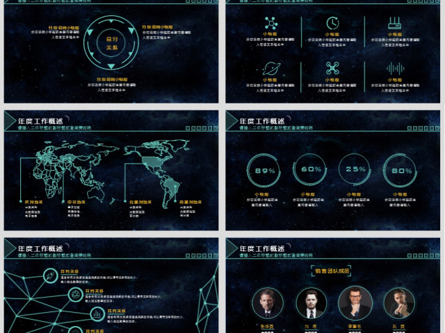 原创年度工作总结科技风星空互联网ppt模板