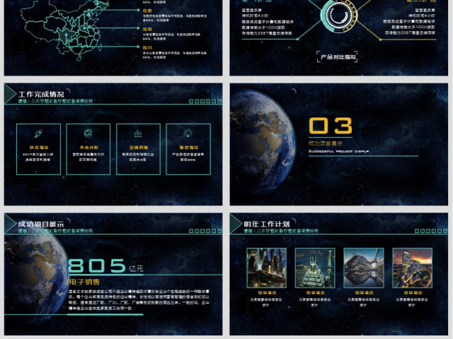 原创年度工作总结科技风星空互联网ppt模板