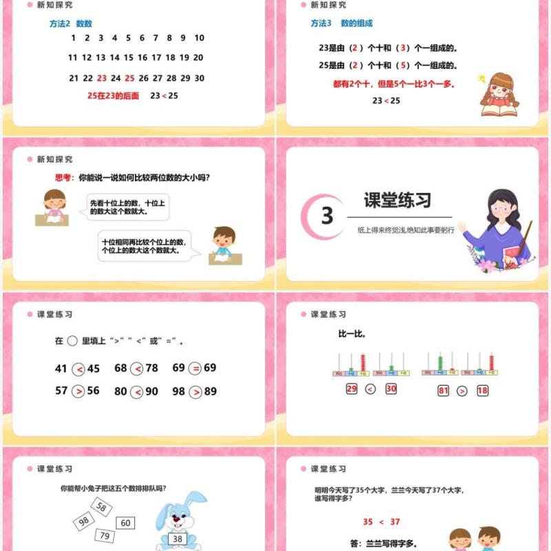 部编版一年级数学下册比较大小课件PPT模板