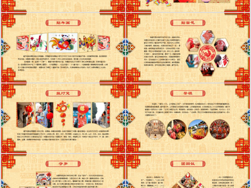 原创新年春节习俗民俗传统文化PPT模板-版权可商用
