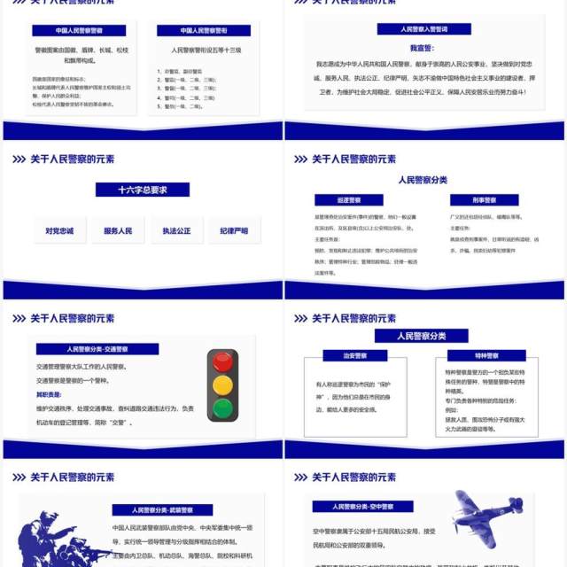 蓝色简约风中国人民警察节介绍PPT模板