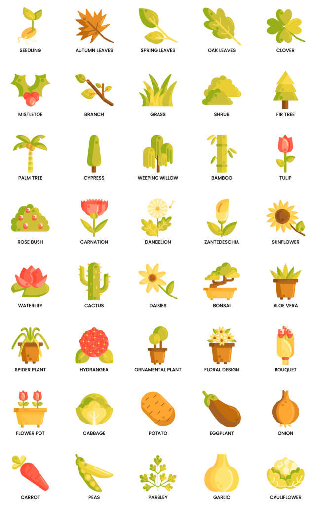 120园艺，植物，农业和农业的矢量图标。，120园艺图标|焦糖系列