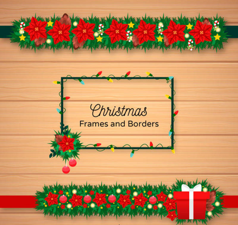 圣诞节框架和花边