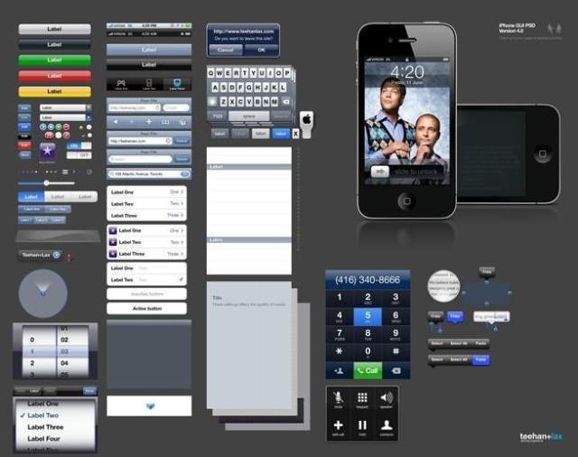 iPhone GUI PSD Version 4 psd 分层素材 iPhone GUI PSD Version 4 psd 分层素材