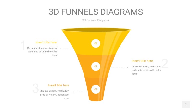 黄色3D漏斗PPT信息图表1