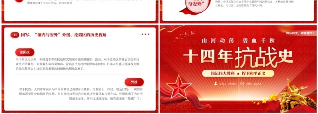 红色党政风十四年抗战史勿忘历史珍爱和平PPT模板 红色党政风十四年抗战史勿忘历史珍爱和平PPT模板