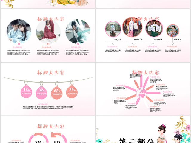 创意手绘中国汉服文化ppt封面含PS 创意手绘中国汉服文化ppt封面含PS