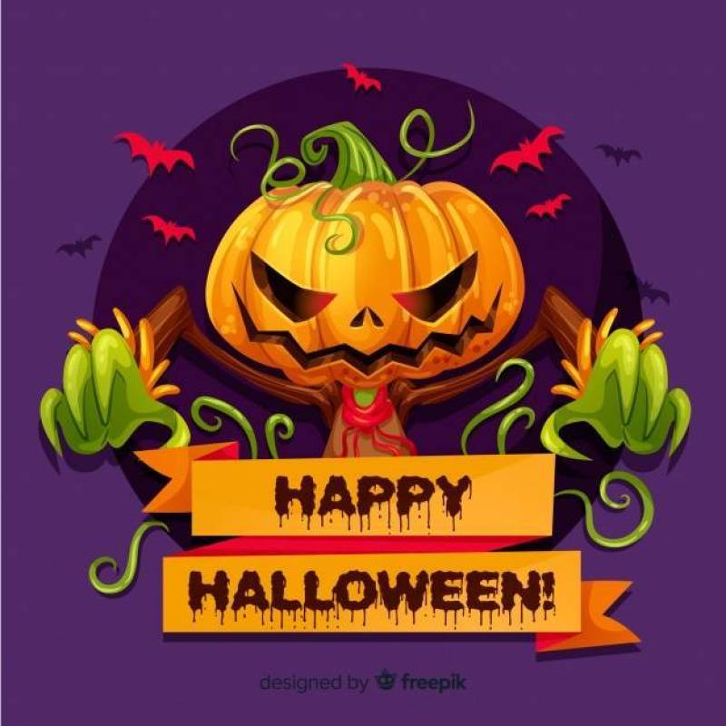 Terrific halloween background with flat design