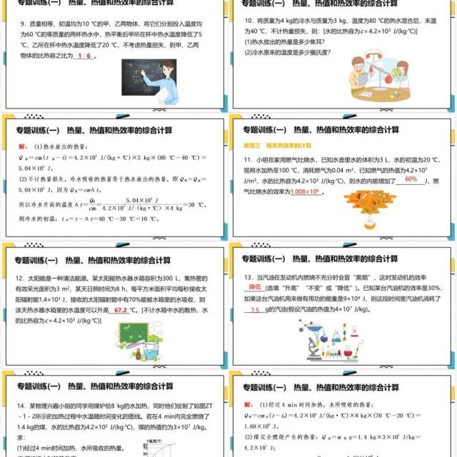 部编版九年级物理全册热量热值和热效率的综合计算课件PPT模板