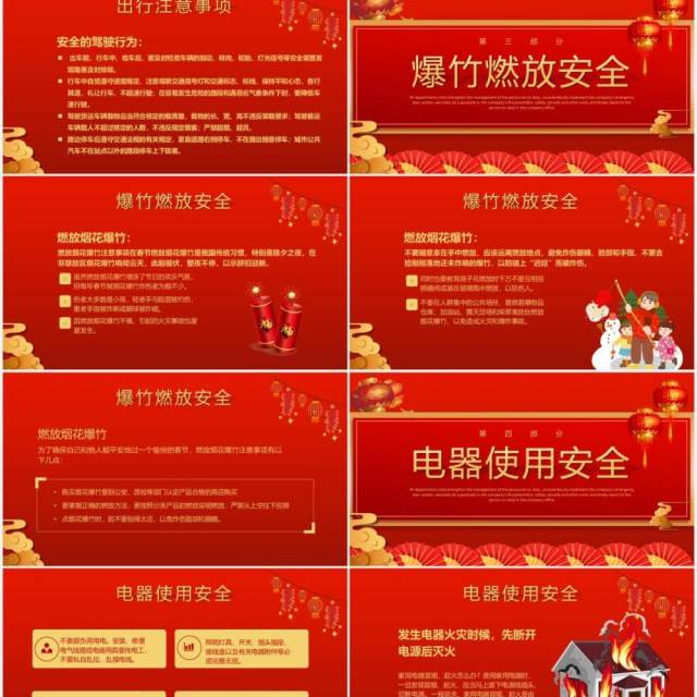红色喜庆春节安全注意事项宣传教育PPT模板 红色喜庆春节安全注意事项宣传教育PPT模板