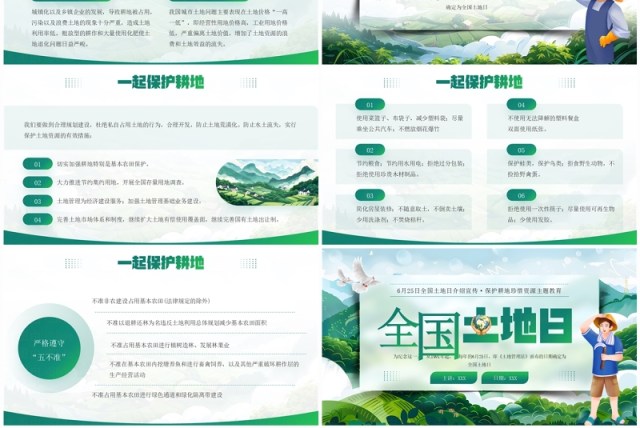 绿色插画风全国土地日介绍PPT模板 绿色插画风全国土地日介绍PPT模板