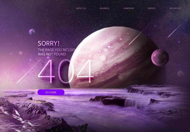 11款星空宇宙星球高级网页404错误页面PSD模板 11款星空宇宙星球高级网页404错误页面PSD模板